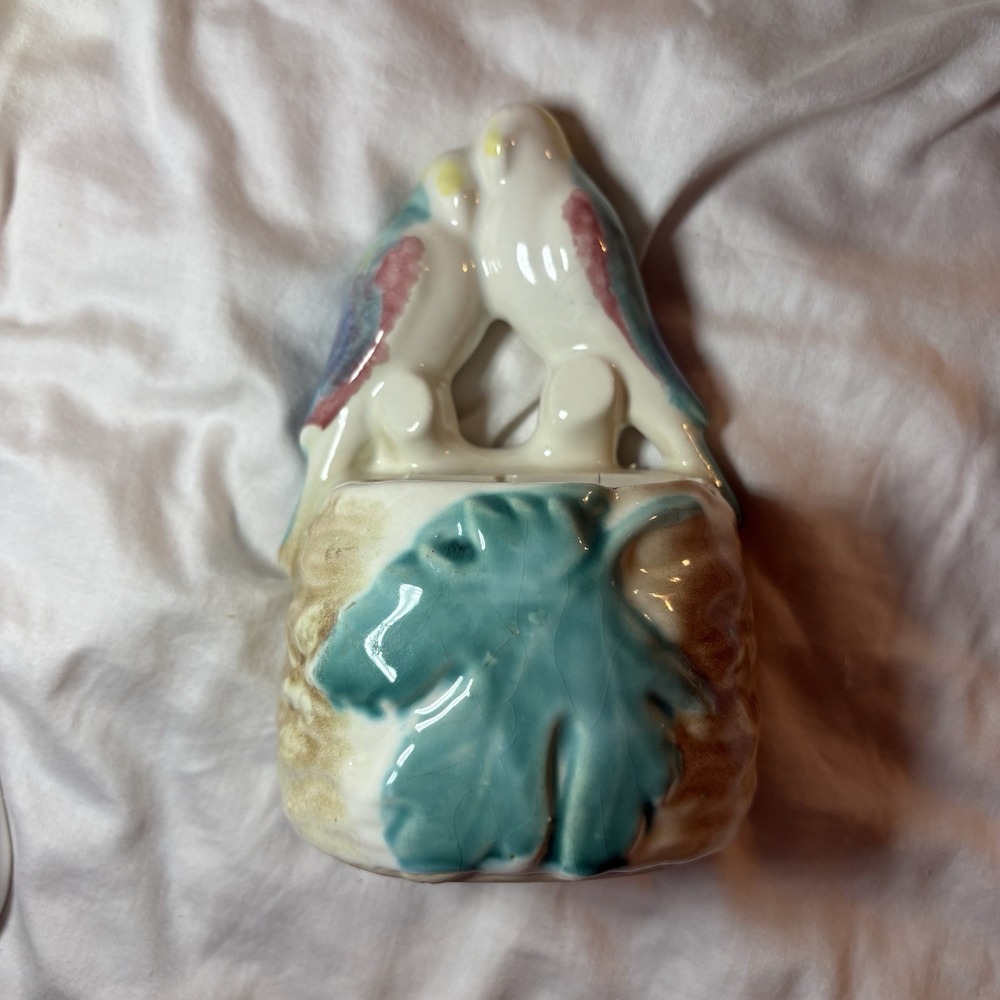 Morton Pottery Love Birds Wall Pocket Planter Vintage Mid Century 7"